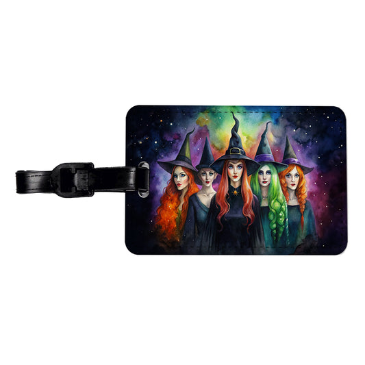 Coven Of Witches Black Watercolor Travel Faux Leather Luggage Tag