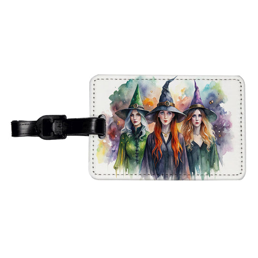 Coven Of Witches Watercolor Travel Faux Leather Luggage Tag