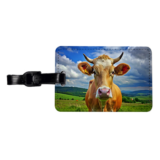 Cow Travel Faux Leather Luggage Tag