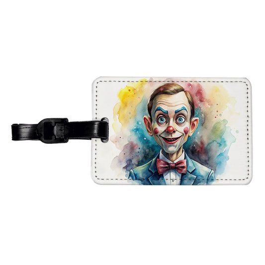 Creepy Ventriloquist Dummy Watercolor Travel Faux Leather Luggage Tag