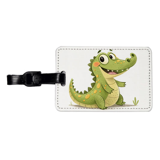 Crocodile Children's Illustration Style Travel Faux Leather Luggage Tag