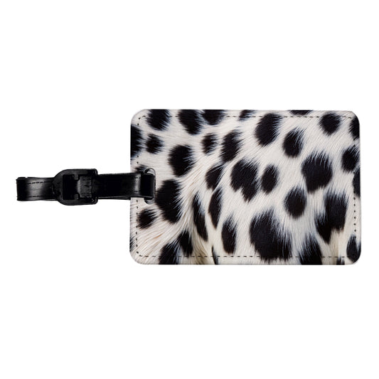 Dalmatian Dog Fur Spotted Pattern Travel Faux Leather Luggage Tag