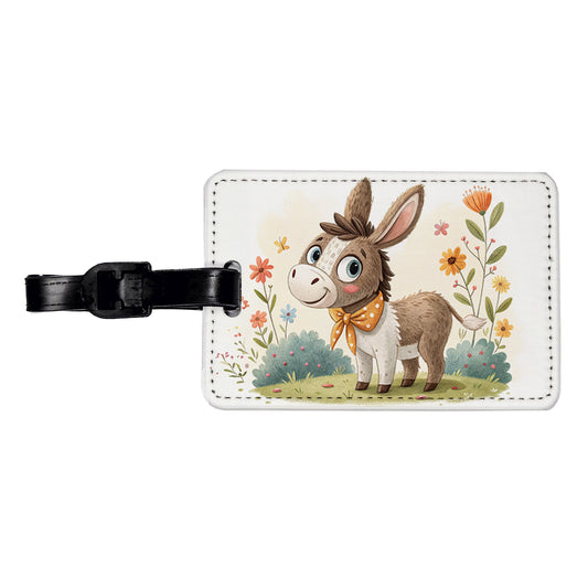 Donkey Children's Illustration Style Travel Faux Leather Luggage Tag