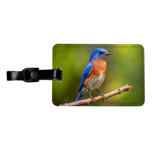 Eastern Bluebird Backyard Bird Travel Faux Leather Luggage Tag