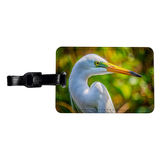 Egret Face Travel Faux Leather Luggage Tag