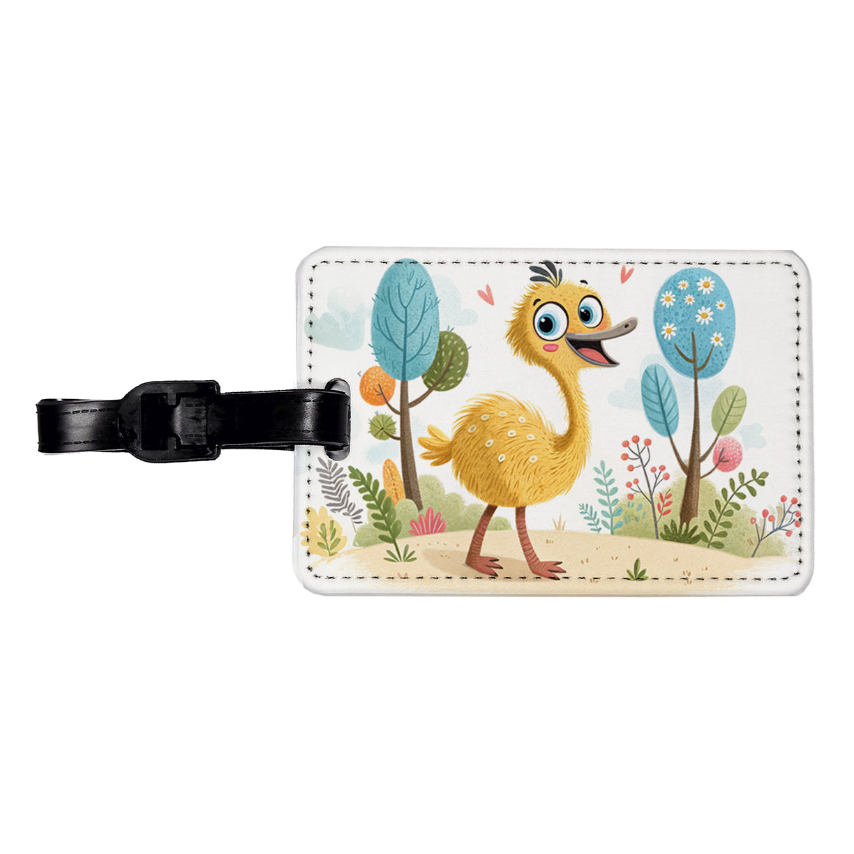 Emu Children's Illustration Style Travel Faux Leather Luggage Tag