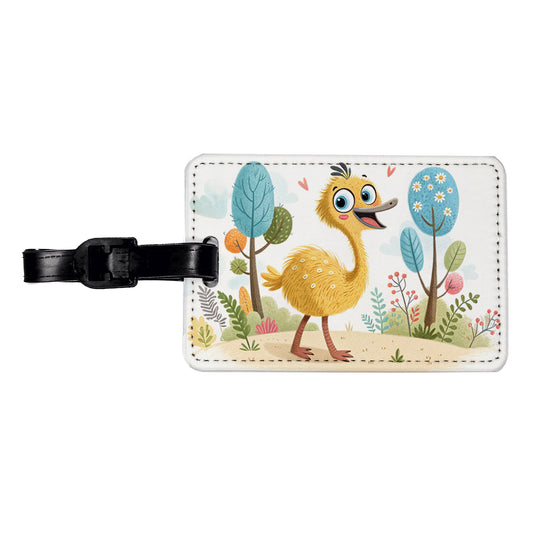 Emu Children's Illustration Style Travel Faux Leather Luggage Tag