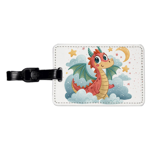 Fantasy Dragon Children's Illustration Style Travel Faux Leather Luggage Tag