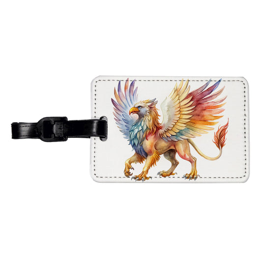 Fantasy Griffin Mythical Creature Watercolor Travel Faux Leather Luggage Tag