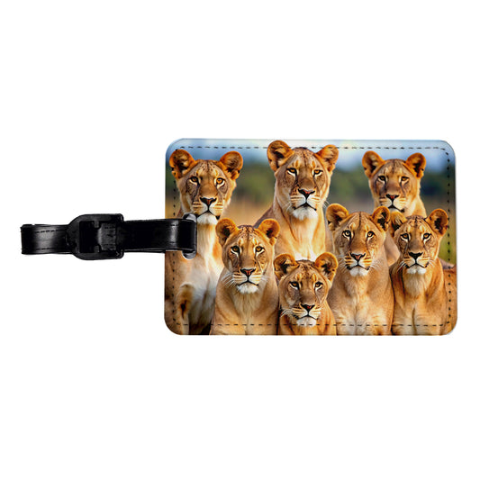 Female Lions Travel Faux Leather Luggage Tag
