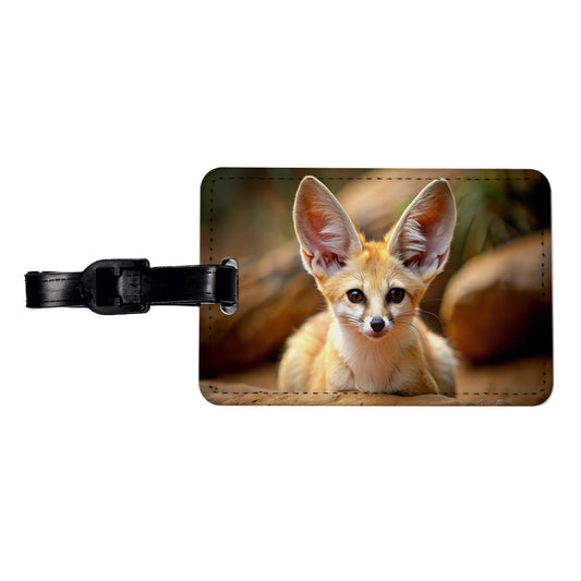 Fennec Fox Travel Faux Leather Luggage Tag