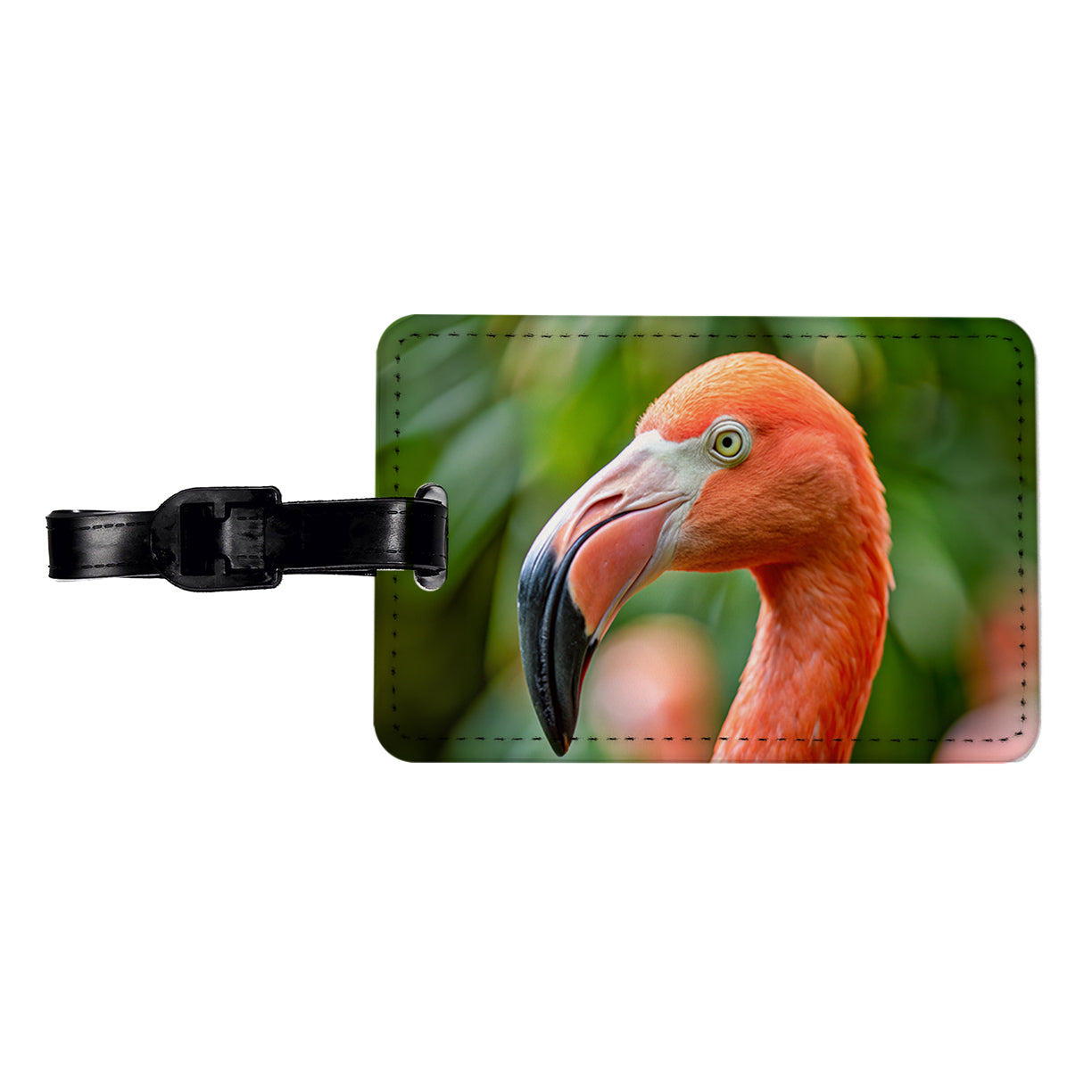Flamingo Face Travel Faux Leather Luggage Tag