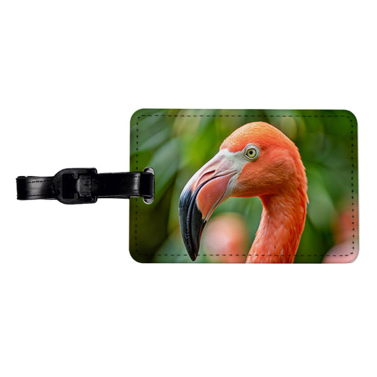 Flamingo Face Travel Faux Leather Luggage Tag