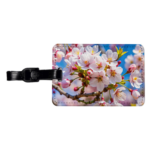 Flowering Cherry Tree Branch Travel Faux Leather Luggage Tag