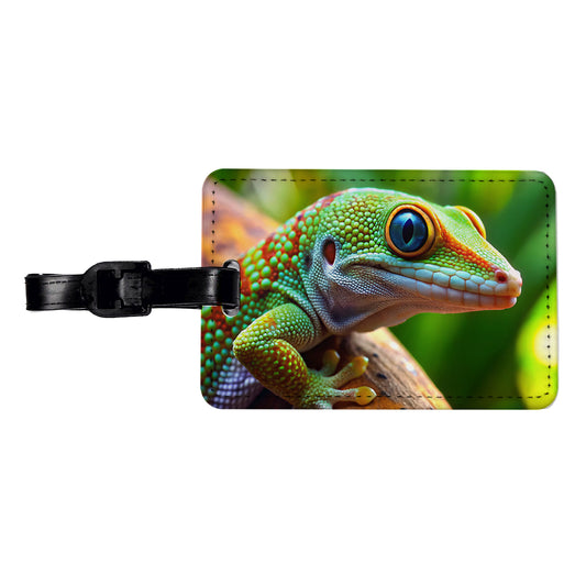 Gecko Lizard Reptile Travel Faux Leather Luggage Tag