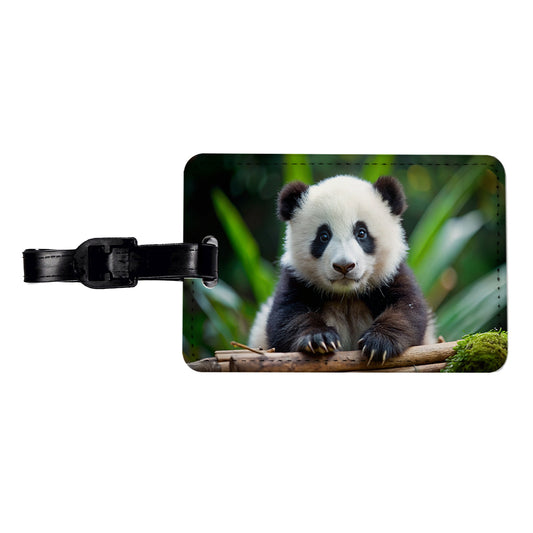 Giant Panda Baby Travel Faux Leather Luggage Tag