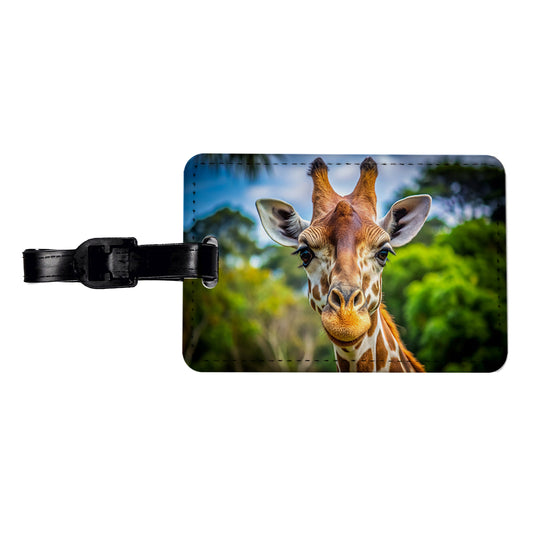 Giraffe Face Travel Faux Leather Luggage Tag