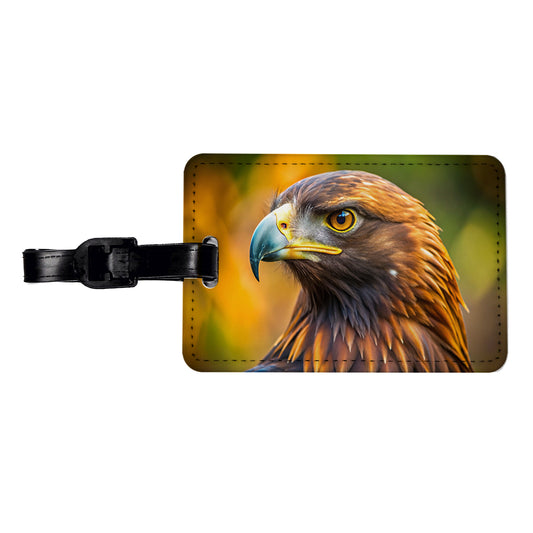 Golden Eagle Raptor Bird Of Prey Travel Faux Leather Luggage Tag