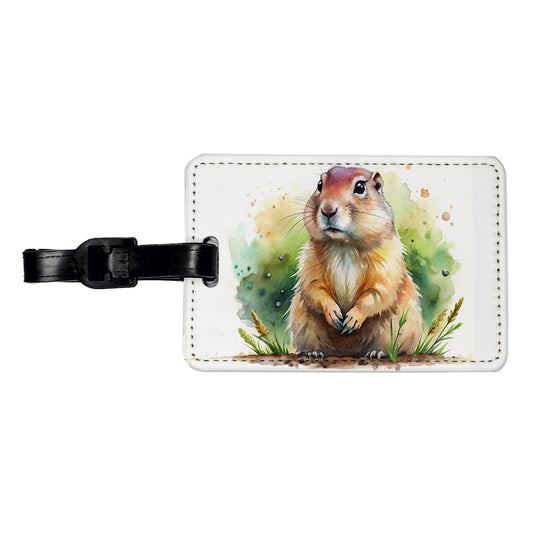 Gopher Watercolor Travel Faux Leather Luggage Tag