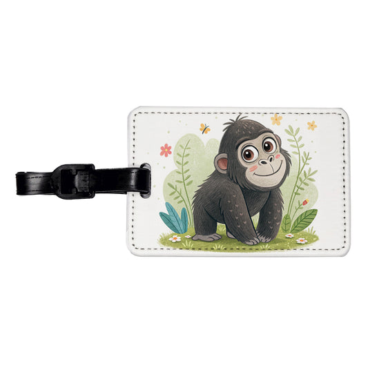 Gorilla Ape Children's Illustration Style Travel Faux Leather Luggage Tag