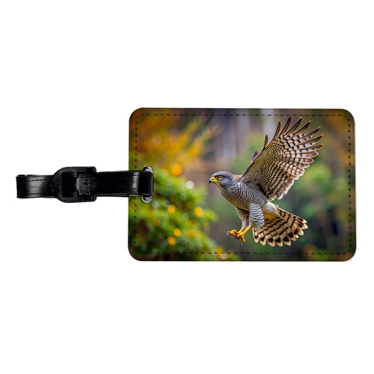 Goshawk Flying Raptor Bird Of Prey Travel Faux Leather Luggage Tag
