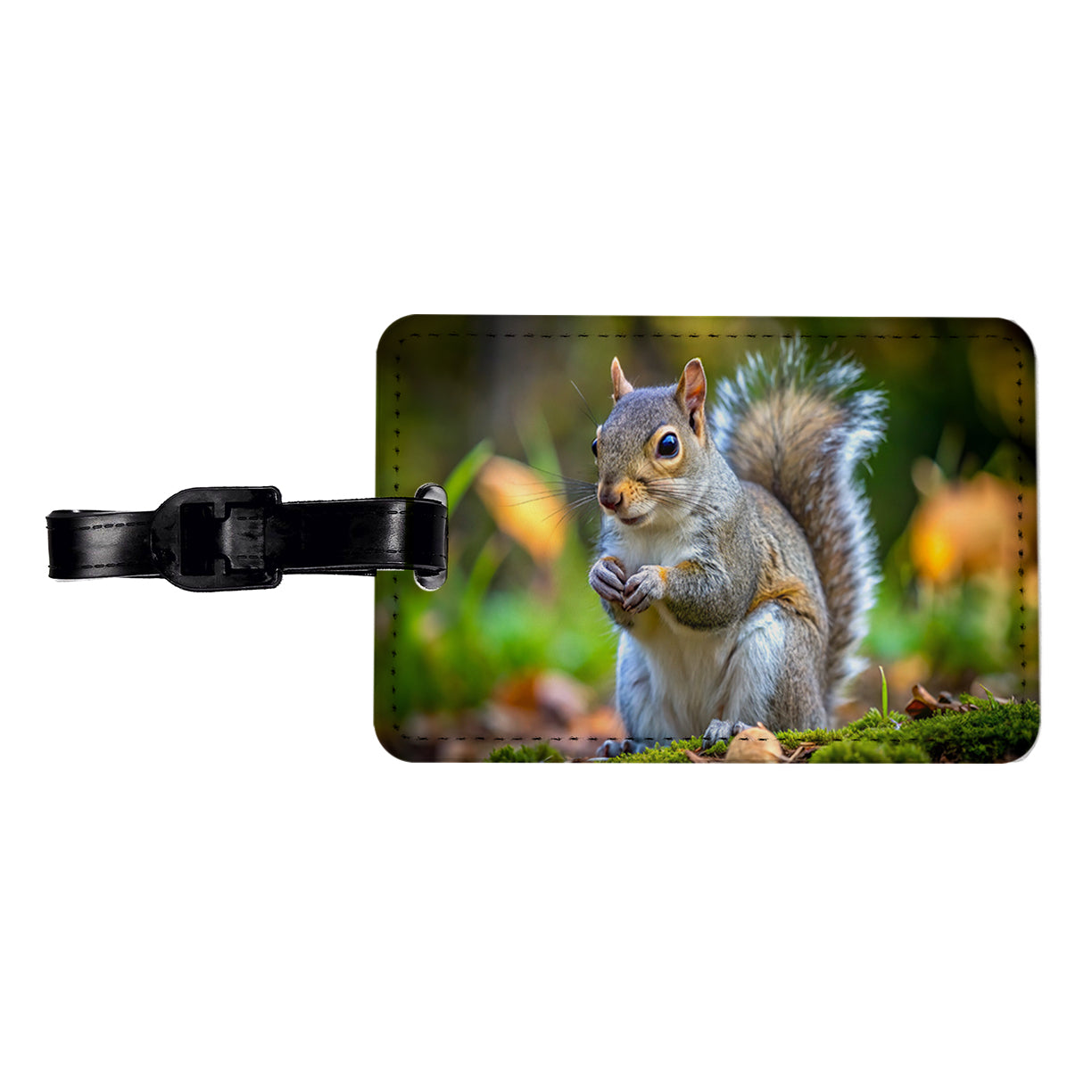 Gray Squirrel Travel Faux Leather Luggage Tag