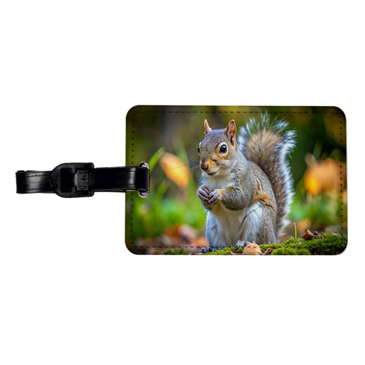 Gray Squirrel Travel Faux Leather Luggage Tag