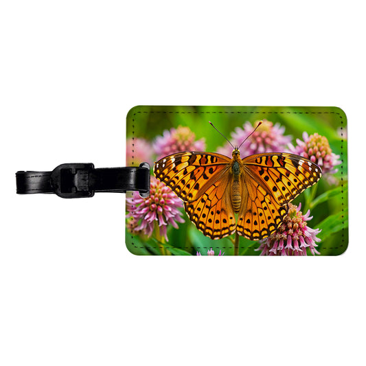 Great Spangled Fritillary Butterfly Travel Faux Leather Luggage Tag