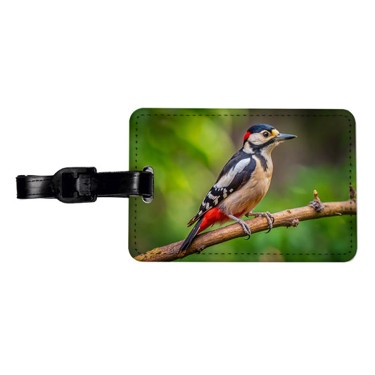 Great Spotted Woodpecker Backyard Bird Travel Faux Leather Luggage Tag