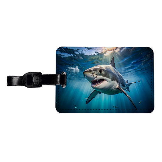 Great White Shark in the Ocean Travel Faux Leather Luggage Tag