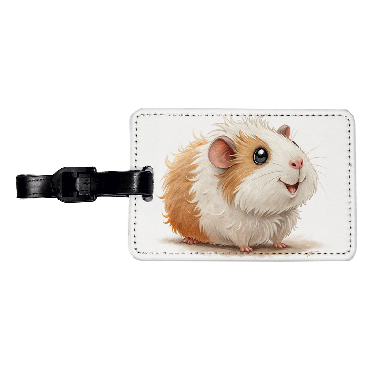 Guinea Pig Children's Illustration Style Travel Faux Leather Luggage Tag