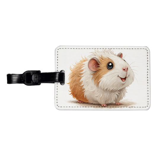 Guinea Pig Children's Illustration Style Travel Faux Leather Luggage Tag