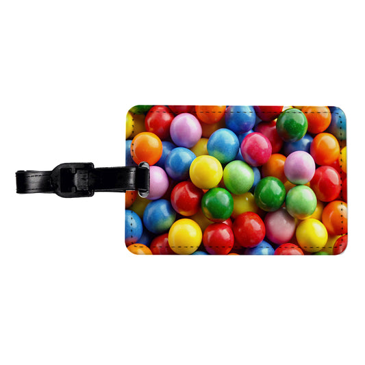 Gumballs Colorful Candy Travel Faux Leather Luggage Tag