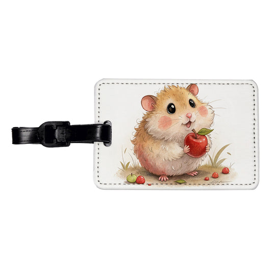 Hamster Children's Illustration Style Travel Faux Leather Luggage Tag