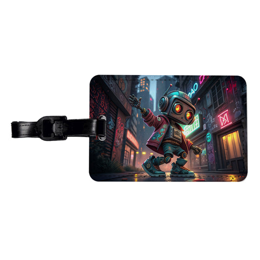 Hip Hop Sci-fi Dancing Robot Travel Faux Leather Luggage Tag