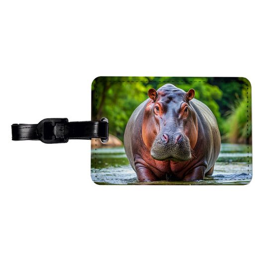 Hippopotamus Travel Faux Leather Luggage Tag