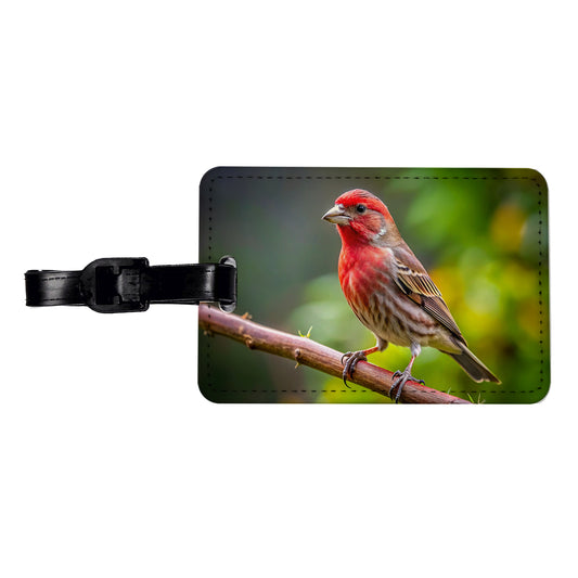 House Finch Backyard Bird Travel Faux Leather Luggage Tag