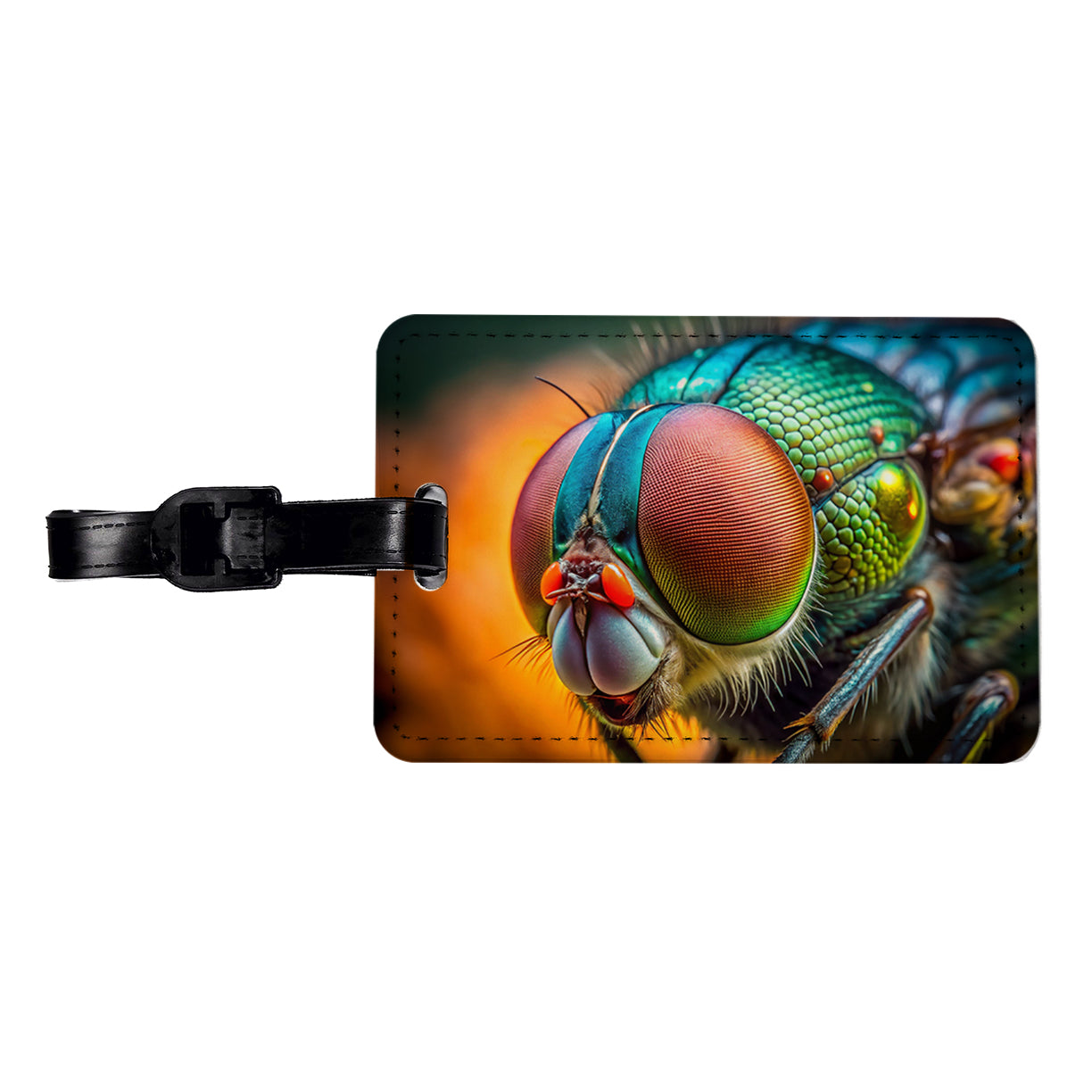Housefly Fly Eyes Close-up Travel Faux Leather Luggage Tag