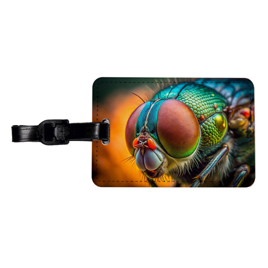 Housefly Fly Eyes Close-up Travel Faux Leather Luggage Tag