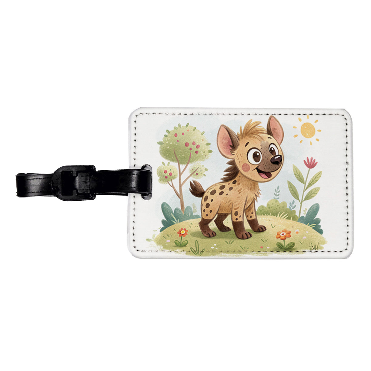 Hyena Children's Illustration Style Travel Faux Leather Luggage Tag