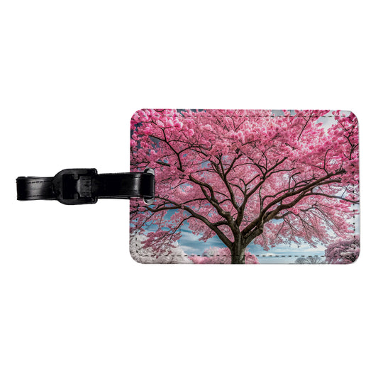 Japanese Sakura Cherry Blossom Tree Travel Faux Leather Luggage Tag