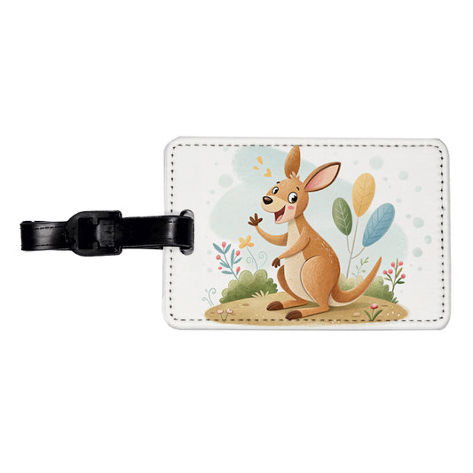 Kangaroo Children's Illustration Style Travel Faux Leather Luggage Tag