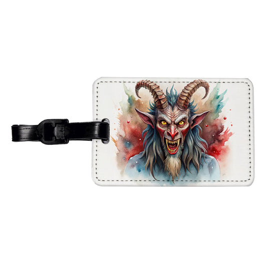 Krampus Watercolor Travel Faux Leather Luggage Tag