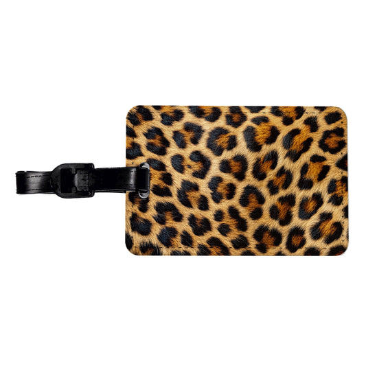 Leopard Spots Fur Pattern Travel Faux Leather Luggage Tag