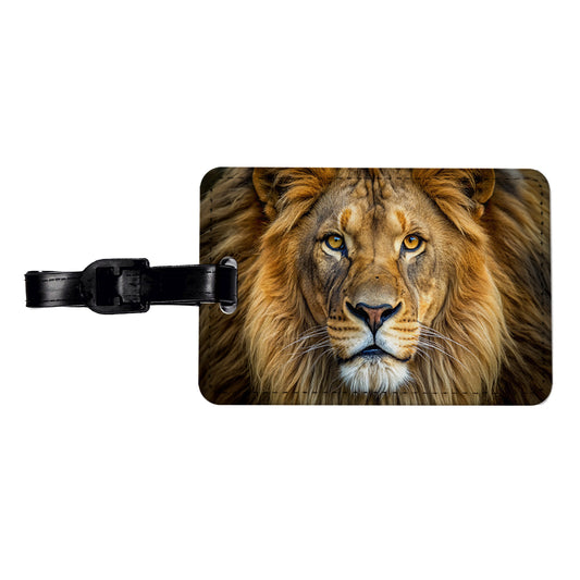 Lion Face Travel Faux Leather Luggage Tag