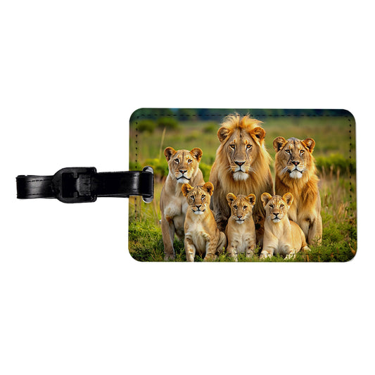 Lion Pride Family Travel Faux Leather Luggage Tag