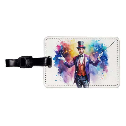 Magician Magic Watercolor Travel Faux Leather Luggage Tag