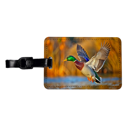 Mallard Duck Flying Travel Faux Leather Luggage Tag