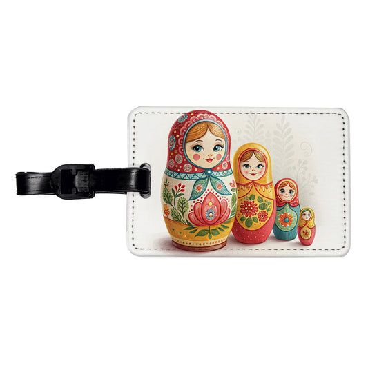 Matryoshka Russian Nesting Dolls Travel Faux Leather Luggage Tag