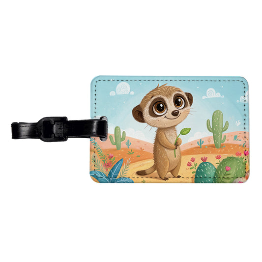 Meerkat Children's Illustration Style Travel Faux Leather Luggage Tag